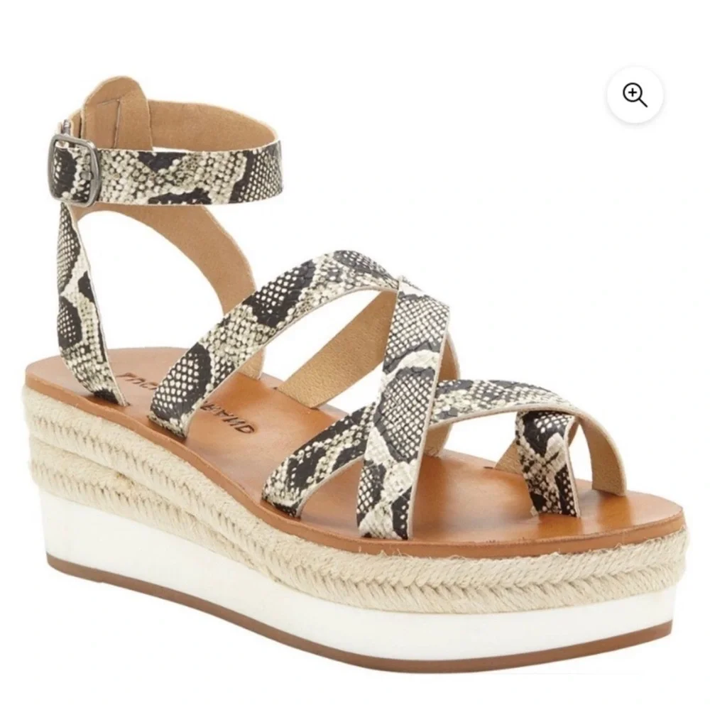 Lucky Brand Jakina Snakeskin Espadrille Wedge Sandal Women 10M/42 Platform Shoe